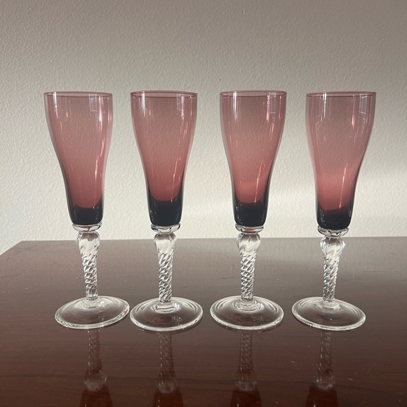 Murano Other - Murano Glass Hand Blown Amethyst Champagne Flutes 4 Ounces Wonderful Set